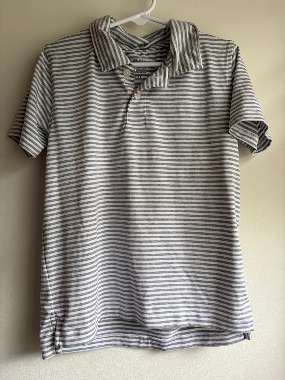 Crewcuts Performance Striped Gray White Short Sleeve Tee Boys S 6-7